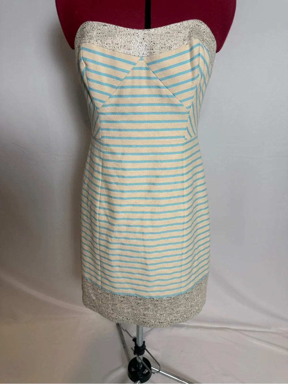 Lilly Pulitzer Remi Dress Women's Size 4 Strapless Blue Horizon Bayview Stripe - Picture 11 of 15